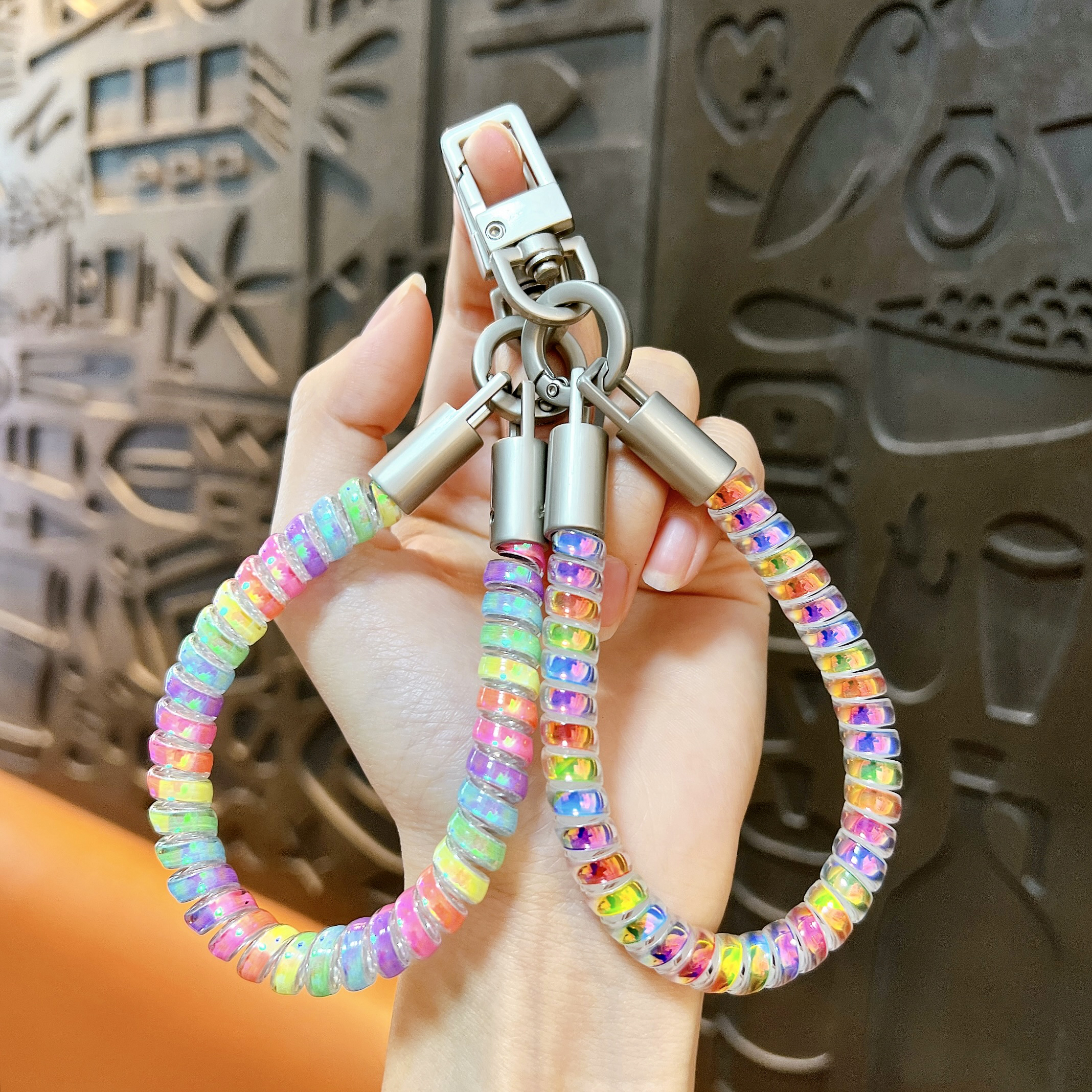 colorful telephone cord keychain product specs bulk promotional gift