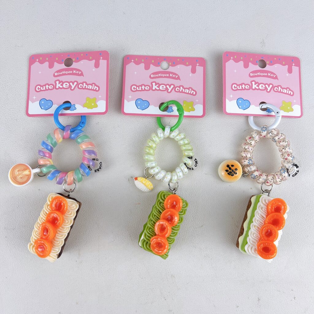 custom brownie cake keychain resin simulation dessert charm wholesale