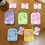 Mini shoot football game keychain, cute dinosaur pattern fidget toy bag charm