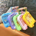 Mini shoot football game keychain, cute dinosaur pattern fidget toy bag charm