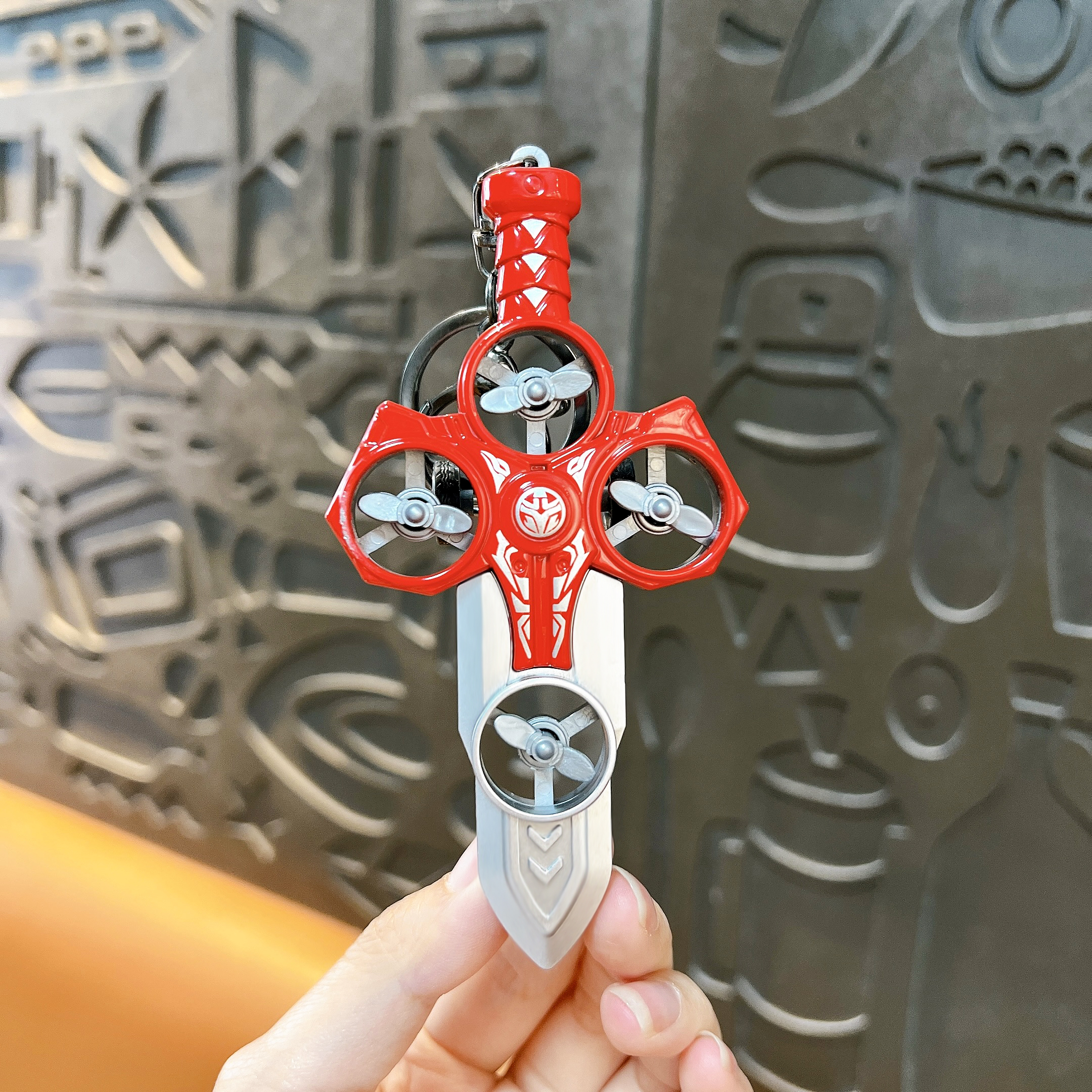 Pull back sword keychain specification sheet, 31.8g, 4 styles optional, ABS material