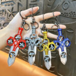 Pull back sword keychain specification sheet, 31.8g, 4 styles optional, ABS material
