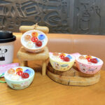 Cute press mushroom bowl keychain kawaii ABS bag charm custom promotional gift