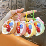 Cute press mushroom bowl keychain kawaii ABS bag charm custom promotional gift
