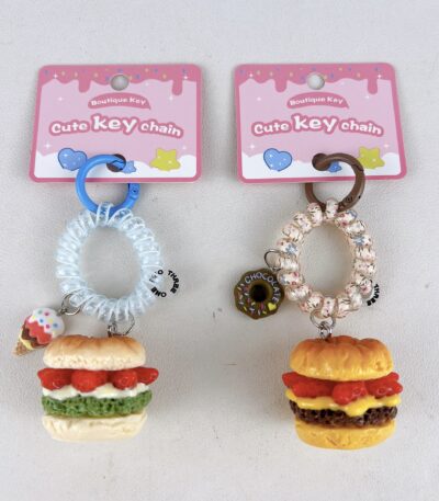 custom bagel burger keychain resin simulation food bag charm promotional gift