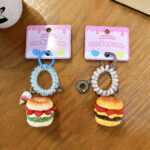 custom bagel burger keychain resin simulation food bag charm promotional gift